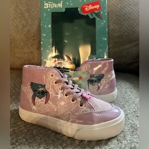 Disney Stitch purple high tops girls 12 NIB holiday box lace beads glitter